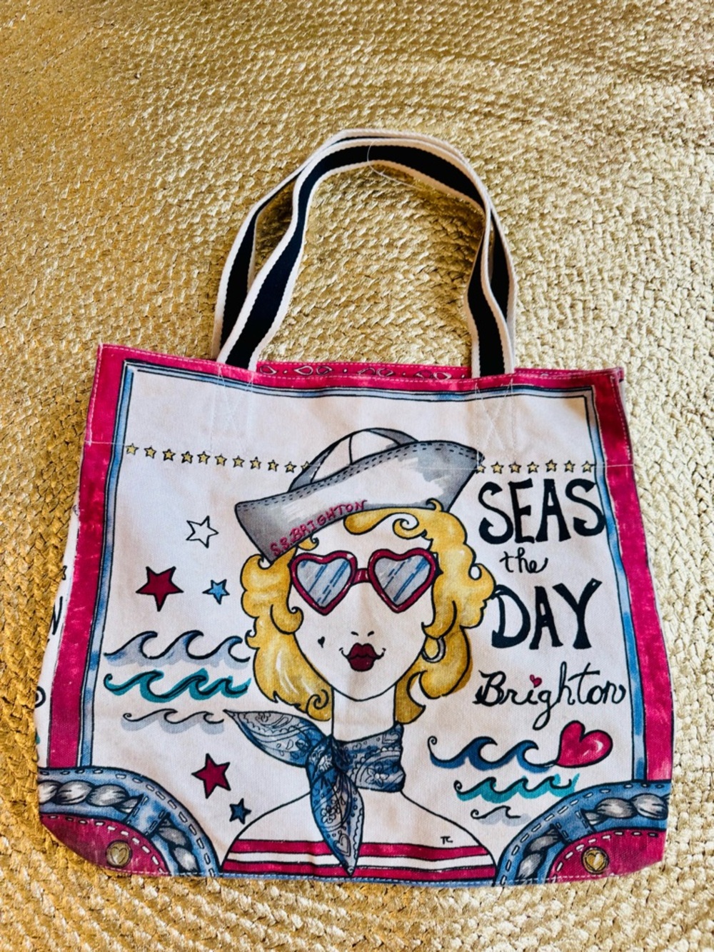 Brighton Seas the Day Graphic Tote — White, Red, Blue - Picture 4 of 4